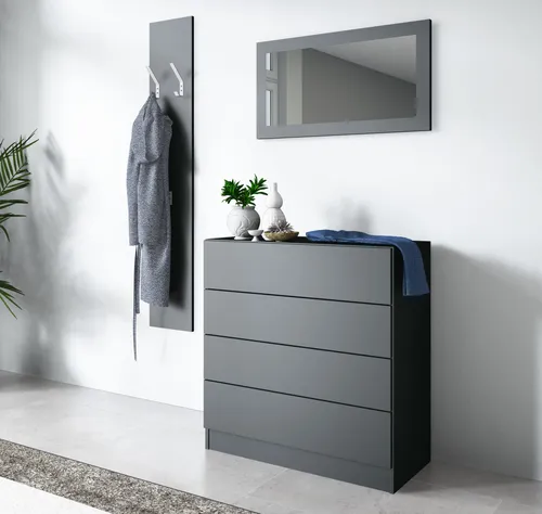 Borchardt Möbel Garderoben-Set Vaasa 3 - Dielenmöbel-Set mit Push-to-Open-Funktion, ideal für einen modernen und ordentlichen Empfangsbereich.