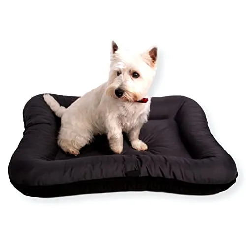 4L Textil KLEO Hundebett mittelgrosse Hunde waschbar Hundekissen mittelgrosse Hunde Hundematte Hundematratze Hundekissen abwaschbar (S-80x60 cm, Schwarz(Mit Reißverschluss))