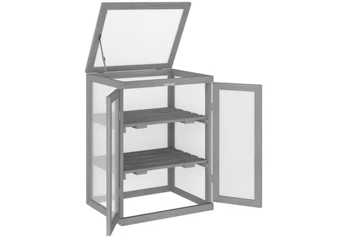 furnicato Hochbeet Gewächshaus 58x44x78 cm Dunkelgrau