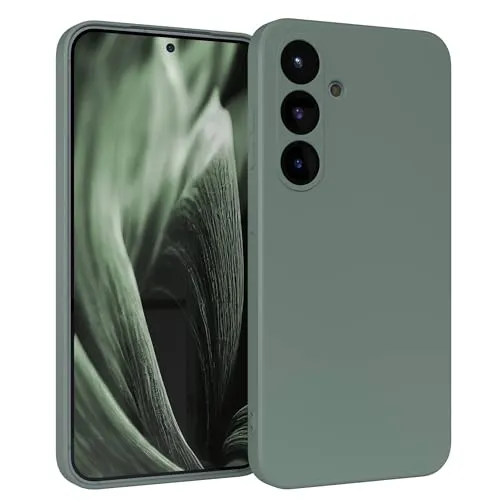 EAZY CASE - Silikonhülle für Galaxy S25 Hülle Silikon Case Dunkelgrün weich stoßfeste Handyhülle Schutzhülle mit Kameraschutz Dünn Premium Schutz Cover TPU Phone Bumper in Mitternacht Grün Matt