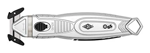 Wedo Aluminium Sicherheitsmesser mit verdeckter Klinge ergonomisch 6 mm Schnittiefe TÜV-GS-zertifiziert inkl Plastik-Slicer für Rechts- und Linkshänder