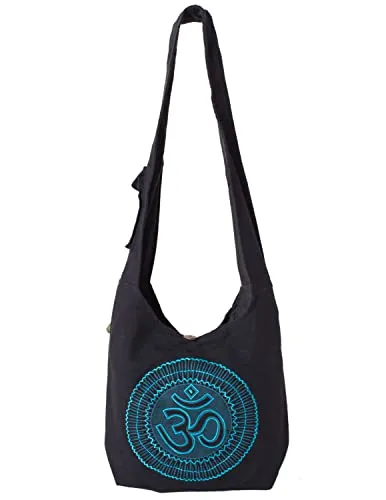 Vishes Umhängetasche - Unisex Stoff Beuteltasche mit langem Tragegurt - Messenger-Bag aus robustem Ethno Stoff mit Reißverschluss, ideal für Damen und Herren. Perfekt als Allrounder für Arbeit, Sport und Schule mit praktischem Futter und kleiner Innentasche.