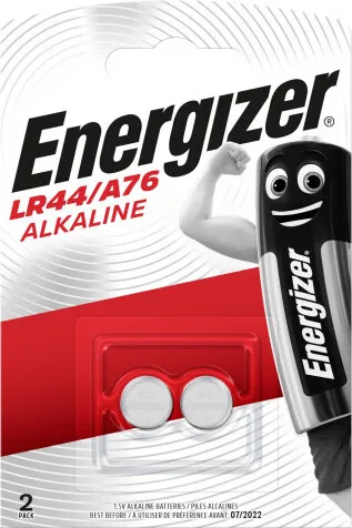 Energizer LR44 A76 Batterien - 2 Stück Lithium Knopfzellen mit zuverlässiger Leistung für Blutdruckmessgeräte und Spielzeuge, ideal für langfristige Lagerung
