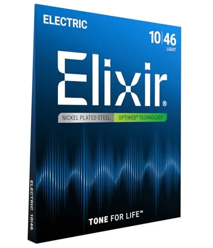 Elixir 19052 Saiten E-Gitarrensaiten mit OPTIWEB™ Beschichtung, Light (.010-.046)