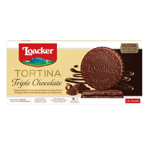 Loacker Tortina Tripple Chocolate Zartbitterschokoladenwaffeln 63g