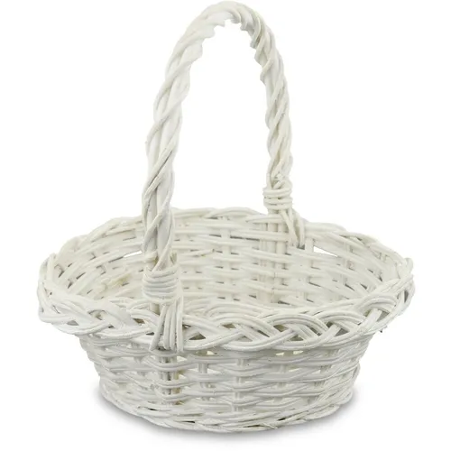 STREUKORB FLECHTKORB MIT HENKEL OVAL WEIDENKORB DEKOKORB KORB NATUR WEISS
