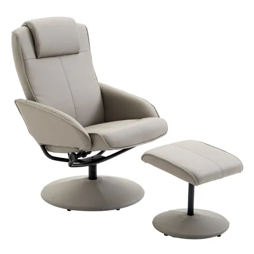 Relaxsessel 360° drehbar in Grau - Sofas & Sessel, moderner Relaxsessel mit Fußstütze, drehbar und ideal für Wohnzimmer oder Schlafzimmer, maximales Gewicht von 120 kg.