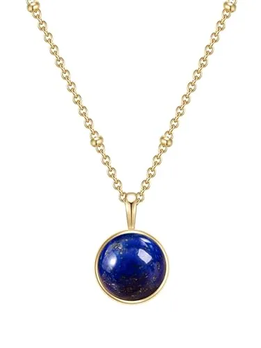 Glanzstücke Damen-Kette mit Lapislazuli-Anhänger - Elegante Kette aus gelbvergoldetem Sterlingsilber, verstellbar und mit blauem Lapislazuli-Anhänger, der Ruhe und Konzentration fördert. Ideal für stilbewusste Frauen.
