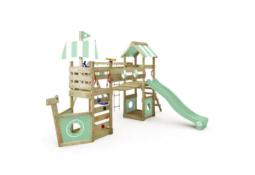 Wickey Spielturm StormFlyer – Klettergerüst in Schiffsoptik mit Rutsche - Schaukeln – Spielturm mit 10 Jahren Garantie, aus kesseldruckimprägniertem Massivholz, ideal für kreative Abenteuer und maximalen Spielspaß.
