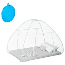 Relaxdays Moskitonetz faltbar, 150 x 150 x 200 cm - Fliegengitter: Faltbares Pop-Up Moskitonetz für Betten, ideal für Reisen und Camping mit schnellem Aufbau und bequemem Zugang durch Reißverschlüsse.