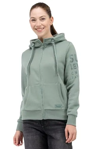 Sublevel Damen Kapuzenpullover IDA-D10600T02691A5NO - Mineral Green - XL - Kapuzenpullover für Damen, bequemer Zipper Hoody aus weichem Baumwollmix, ideal für Freizeit und Sport, mit stylischem Print und praktischer Kapuze.