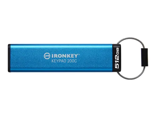 Kingston IronKey Keypad 200C 512GB - Verschlüsselter USB mit Tastatur - USB-Stick mit alphanumerischer Tastatur und Multi-Pin-Zugang, FIPS 140-3 Level 3 zertifiziert für höchste Datensicherheit und vielseitige Nutzung.