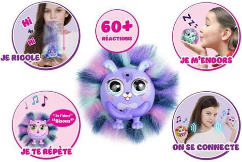 Silverlit 83690 Tiny Furries - Interaktives elektronisches Haustier, 60 Reaktionen und umschaltbare bunte Pelze für unbegrenzten Spaß