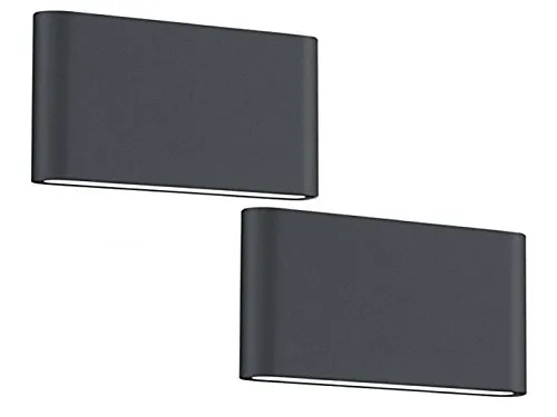 meineWunschleuchte 2er SET flache LED Außenwandleuchten - Lampen, aus robustem Aluminium mit warmweißem Licht und Up and Down Lichteffekt, ideal für stimmungsvolle Außenbeleuchtung.