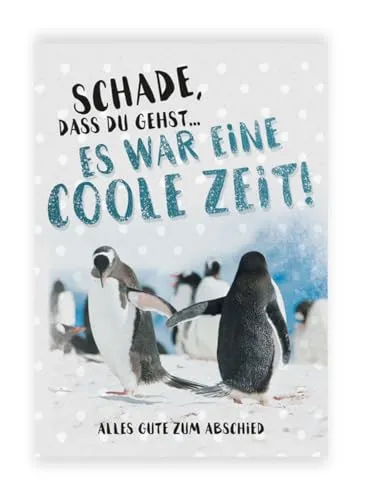 KE - Abschiedkarte XXL für Arbeitskollegen/Kollege/Kollegin, mit Umschlag, DIN A4, Karte/Geschenk zum Abschied, Auf Wiedersehen Karte, Motiv: Pinguin