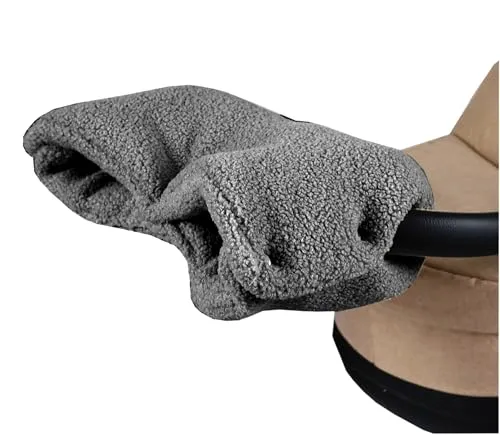 BabyLux Bouclé Handwärmer – Warmer Kinderwagen/Buggy Handmuff für Winterspaziergänge – Weich, Winddicht, Waschbar, Universalgröße - Eltern lieben ihn (Bouclé - Grau)