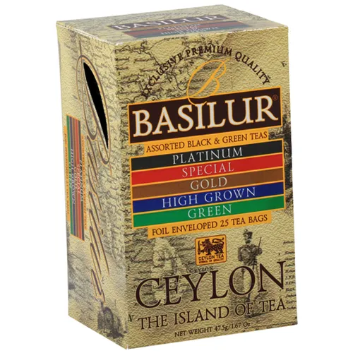 Basilur Tee Set Ceylon 5 Teesorten 25 Teebeutel Schwarztee Grüntee