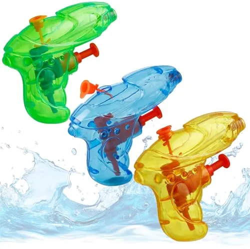 3X Wasserpistolen 8 cm bunt Set