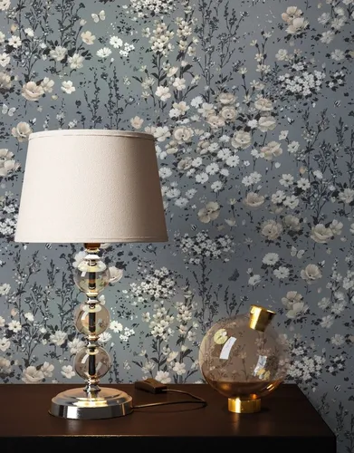 Newroom Vliestapete, Grau Landhaus Blumen - Romantische Blumentapete - Tapeten für ein stilvolles Ambiente, ideal für Wohnzimmer, Schlafzimmer und Büro. Wasser- und dampfbeständig, dimensionsstabil und einfach zu verarbeiten.