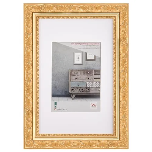 Walther Design Bilderrahmen Barock Holzrahmen, 40x50 cm, gold