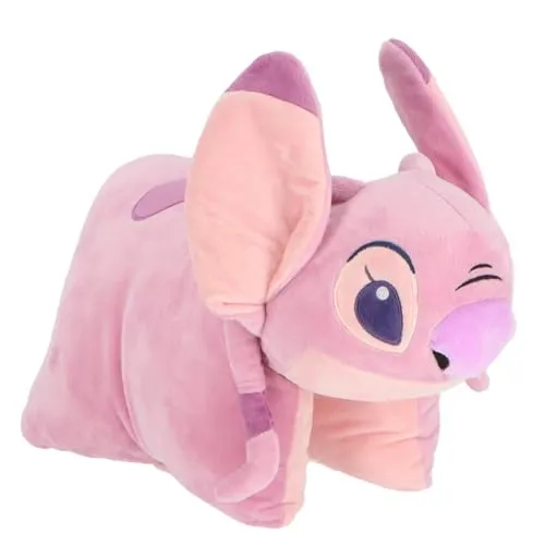 Lilo and Stitch Angel Kuschelkissen – 2-in-1 Plüschfigur und Kissen für Kinder - Zierkissen und Kuscheltier in einem: Ideal zum Schlafen und Kuscheln, mit süßem Plüsch-Design. Perfektes Geschenk für Kinder zu jedem Anlass!