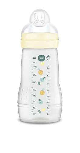 MAM MAM Easy Active, 2-4 Monate, 270 ml, mit Sauger 2 mit mittlerem Durchfluss aus Silikon, leicht zu halten, leicht zu reinigen, neutraler Glanz, 1 Stück