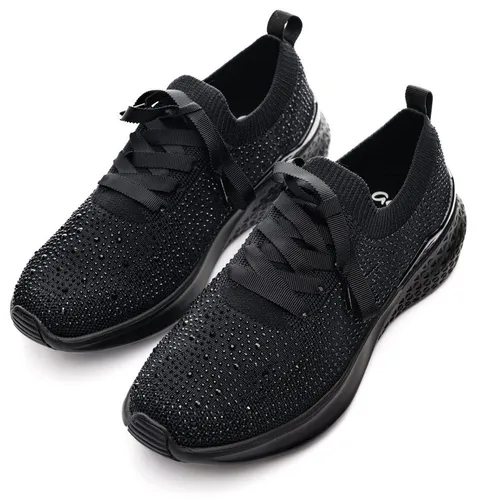 Ara MAYA Slip-On Sneaker – H-Weite in Schwarz - Sportlicher Strickschuh mit Schnürung und Keilabsatz, ideal für breite Füße (H-Weite). Gepolsterte, herausnehmbare Innensohle für hohen Komfort.