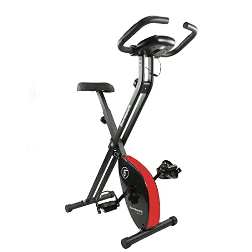 Fjoerdesports faltbarer Fahrradtrainer - klappbarer Heimtrainer mit LCD Trainingscomputer - Fahrradergometer mit 8 Widerstandsstufen, Pulsmessung und großem LCD-Display für effektives Training zu Hause. Maximales Benutzergewicht 110 kg.