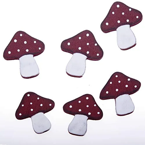 Fliegenpilz-Aufleger mit Klebepunkt aus Holz - rot - 9 Stück - 83012 (0,68€/Stk.)