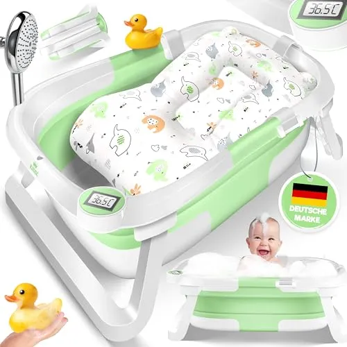 KIDIZ Babybadewanne - Badewanne für Neugeborene und Kleinkinder bis 12 Monate, ergonomisches Design für sicheres Baden und komfortable Nutzung
