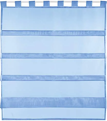 Bestlivings Blaue Bistrogardine Transparent mit Schlaufen in 90x110 cm (BxL), in vielen Varianten erhältlich