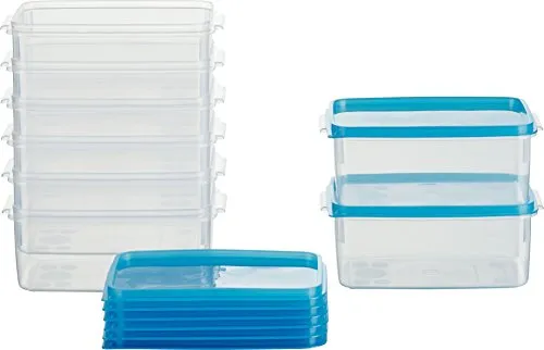 MiraHome Gefrierdosen 8x0,5L rechteckig blau – Vorratsdosen mit Deckel luftdicht – Transparente Frischhaltedosen mit Deckel – Aufbewahrungsbox Küche für Mealprep & Organisation – Austrian Quality