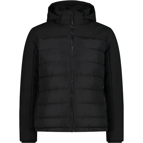 CMP Herren Zip Hoodie Jacke 5XL Schwarz - Funktionsjacke mit abnehmbarer Kapuze, leicht und perfekt für Outdoor-Aktivitäten bei kühlem Wetter.