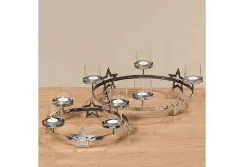 BOLTZE GRUPPE Kerzenleuchter Sky Adventskranz 2er Set in silber von BOLTZE