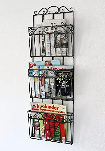 DanDiBo Zeitungsständer Wandregal 09911 - Stilvolles Küchenregal aus Metall, ideal für die Aufbewahrung von Zeitungen und Magazinen, sorgt für Ordnung und ein modernes Ambiente.