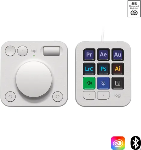 Logitech MX Creative Console Weiß - Programmierbare Tasten für kreative Apps, inklusive Drehknopf für präzise Grafikdesign-Einstellungen