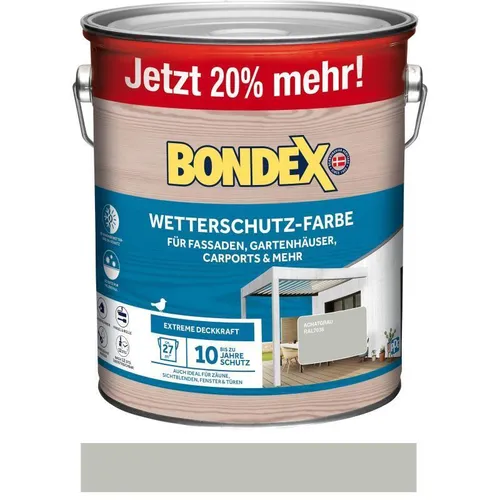 BONDEX Wetterschutzfarbe Achatgrau RAL7038 - 3L - Wetterschutzfarbe für Außen, schützt Ihre Oberflächen zuverlässig vor Witterungseinflüssen und sorgt für ein modernes, elegantes Finish in Achatgrau.