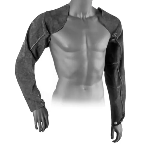 STAHLWERK Schweißerärmel - Hochwertige Schweißerschutzkleidung aus Rindspaltleder - Schweiß-Zubehör mit 7-Jahre-Garantie, hitzebeständig und robust, idealer Schutz vor Schlacke und Funken beim Schweißen oder Plasmaschneiden.