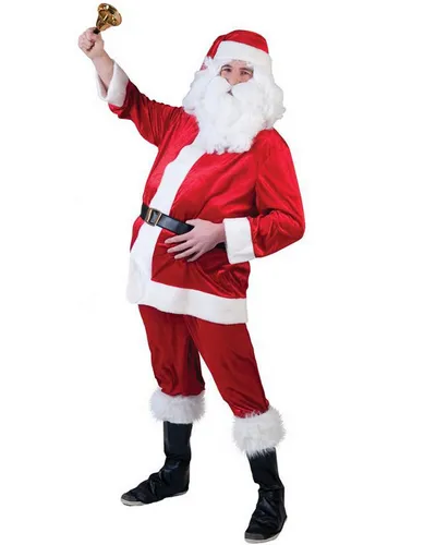 Weihnachtsmann Nikolaus Kostüm aus Samt | Rot | Größe 48/50 - Festliches Nikolaus Kostüm aus hochwertigem Samt, ideal für Karneval und Weihnachtsfeiern. Mit seinem klassischen Design sorgt es für eine stimmungsvolle Atmosphäre.