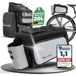 MIVELO Fahrradtasche für Gepäckträger - 20L erweiterbare, wasserabweisende Umhängetasche - Fahrradtaschen - Praktische, vollreflektierende Gepäckträgertasche mit 20L Stauraum, wasserabweisend und vielseitig einsetzbar als Umhängetasche. Ideal für sicheres Fahren bei jedem Wetter.