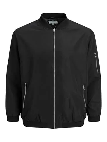 JACK & JONES Herren JJERUSH Bomber NOOS 12165203 - Stylische Bomberjacke in Schwarz, Größe M - Funktionsjacken – Leichte, knitterfreie Bomberjacke aus strapazierfähigem Polyester, ideal für kühleres Wetter und vielseitig kombinierbar.