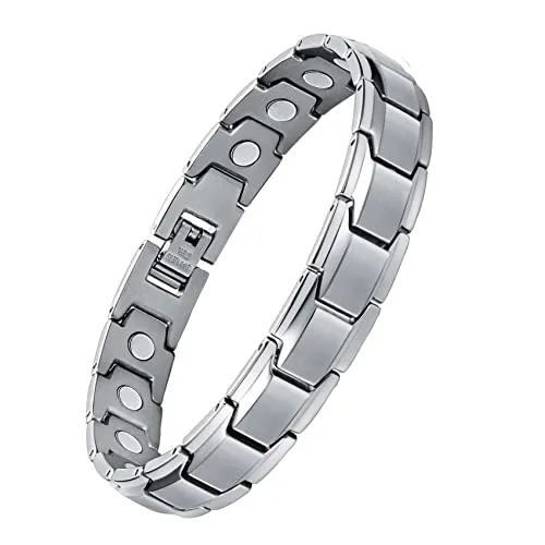 Jecanori Titan Stahl Magnetarmband Herren Damen Einzigartiges Design Magnetfeldtherapie Armband mit leistungsstarken Heilmagneten für Arthritis und Karpaltunnel mit Einstellwerkzeug und Geschenkbox