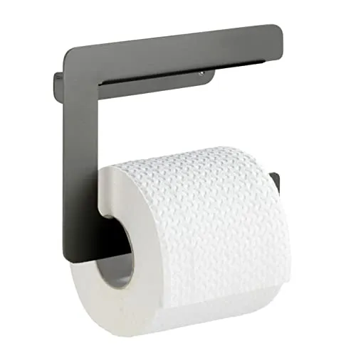 WENKO Toilettenpapierhalter Montella, Halter für Toilettenpapier aus rostfreiem Aluminium, zum Schrauben, 17 x 14 x 5,5 cm, Anthrazit