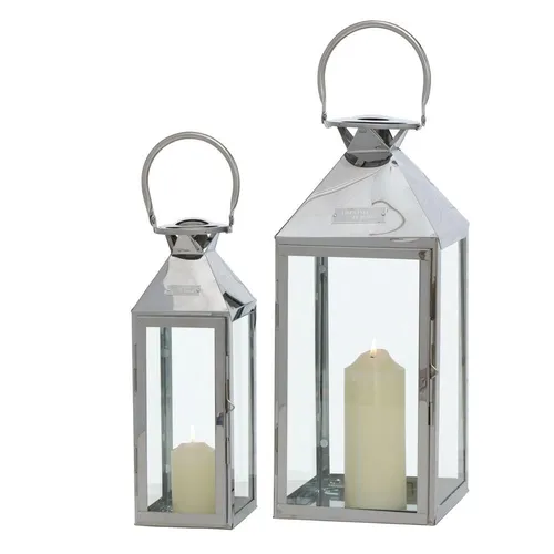 BOLTZE Laterne Jason 2er Set Silber Edelstahl Glänzend von BOLTZE