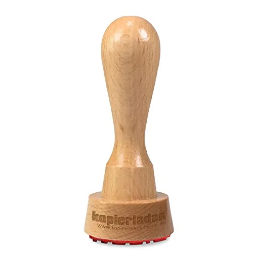Runder Holzstempel mit Wunschtext und Logo personalisieren