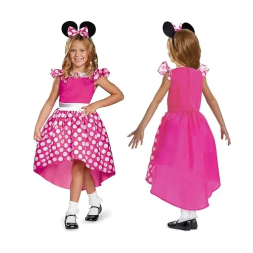 Disney Offizielles Premium Rosa Minnie Mouse Kostüm Kinder Maus Kostüm Mädchen Minnie Mouse Kleid Mädchen Faschingskostüme fur Kinder Karneval Halloween Geburtstag Größ S