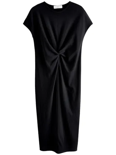 NEXT Damen Standard Sommerliches T-Shirtkleid mit Drehung Schwarz 46