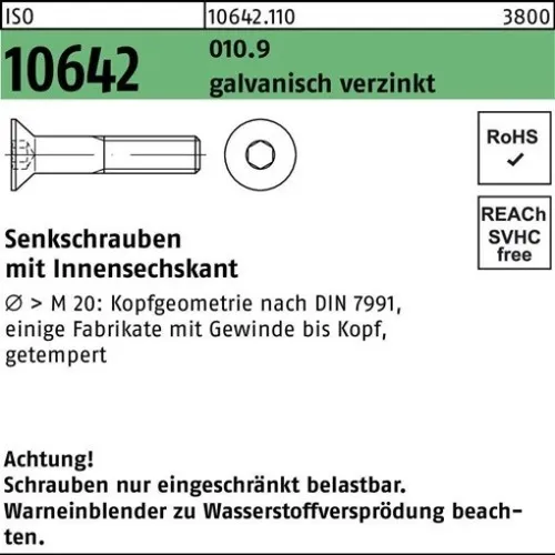 500er PACK(Stk) 010642101000030010 Senkschraube ISO 10642 Innensechskant M 3 x