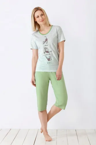 Hajo Schlafanzug Damen Capri-Schlafanzug - Pyjama aus Premium Cotton für höchsten Schlafkomfort, atmungsaktiv und hautsympathisch, ideal für entspannte Nächte und gemütliche Morgenstunden.