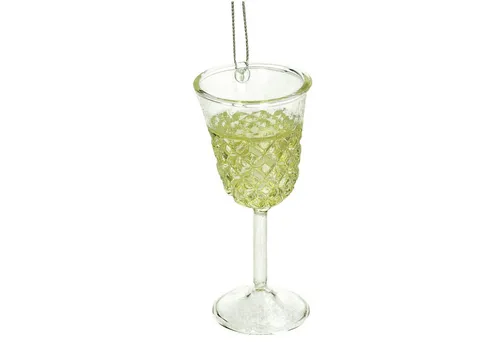 HD Collection Christbaumschmuck, Christbaumschmuck Glas 11cm Weinglas Figur Gelb